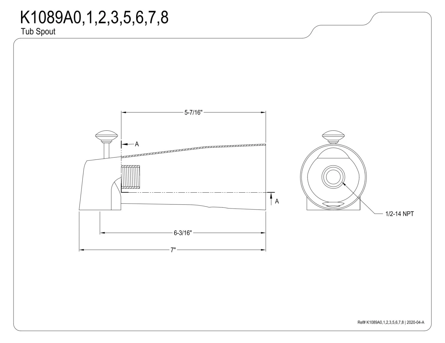 Kingston Brass K1089A5 7-Inch Diverter Tub Spout, Oil Rubbed Bronze