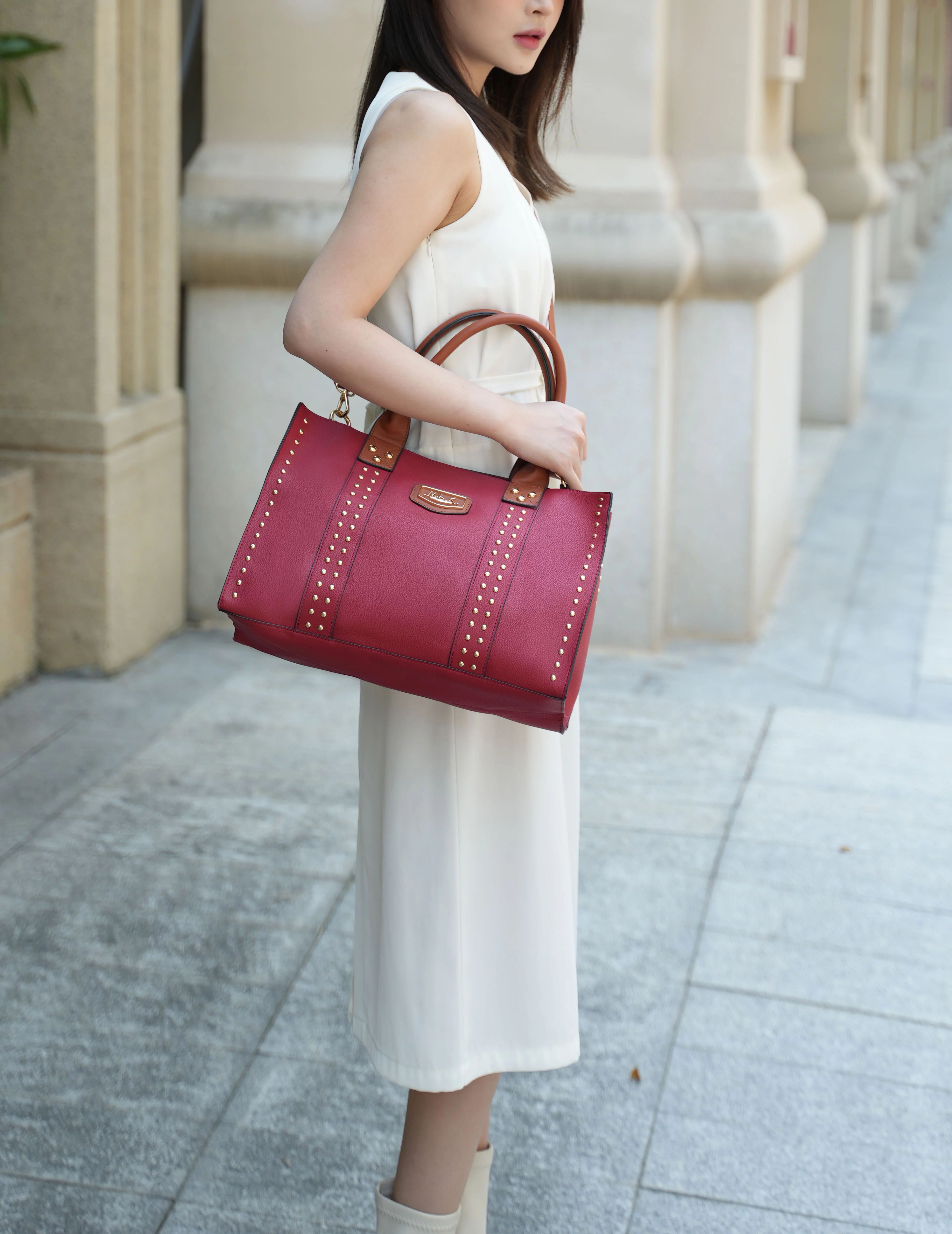 MKF Collection Women's Davina Faux Leather Tote Bag and Wallet Set, 2-Piece, Navy