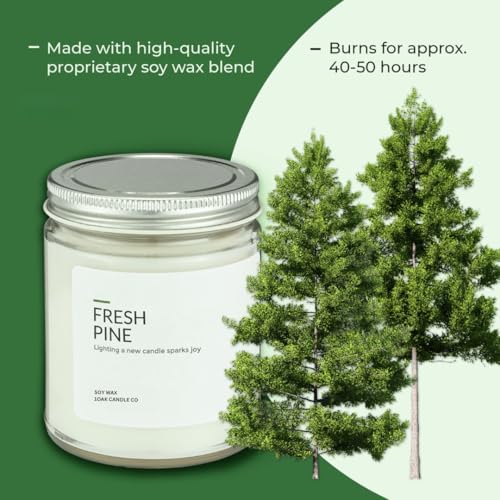 1OAK Soy Wax Candles (Fresh Pine) - Pine Candle - Soy Candles for Home Scented - Long Burning Premium - Hand-Poured (7oz.)