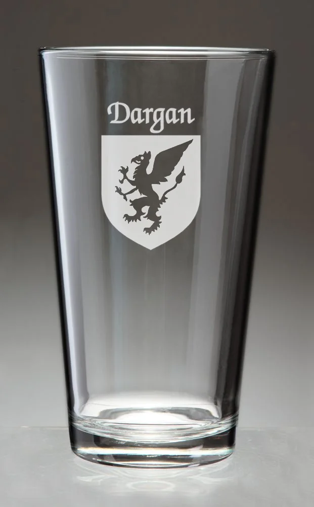 Dargan Irish Coat of Arms Pint Glasses - Set of 4 (Sand Etched)