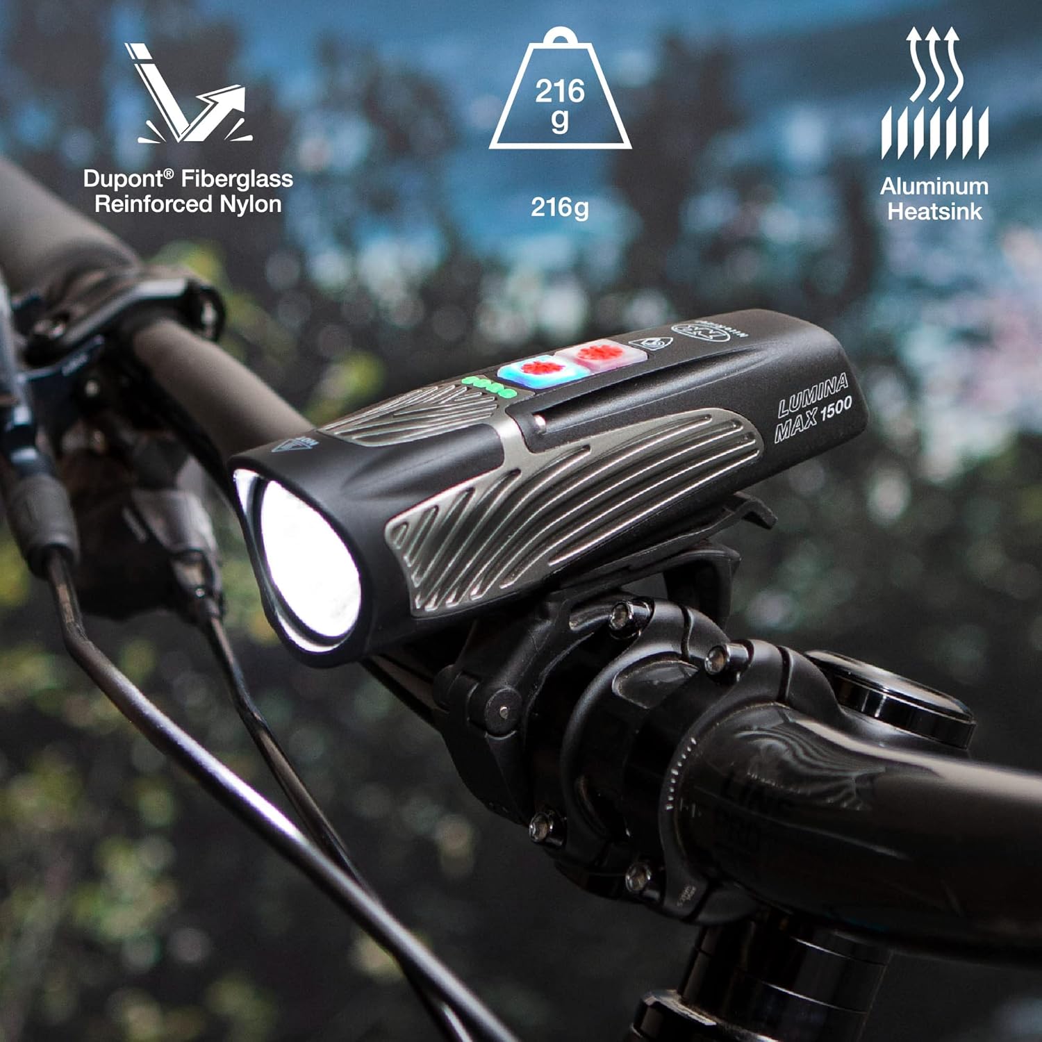 NiteRider Lumina Max 1500 Lumen Headlight Rechargeable MTB Road Commuter Bike Light Front LED Light Easy to Install Cycling Safety