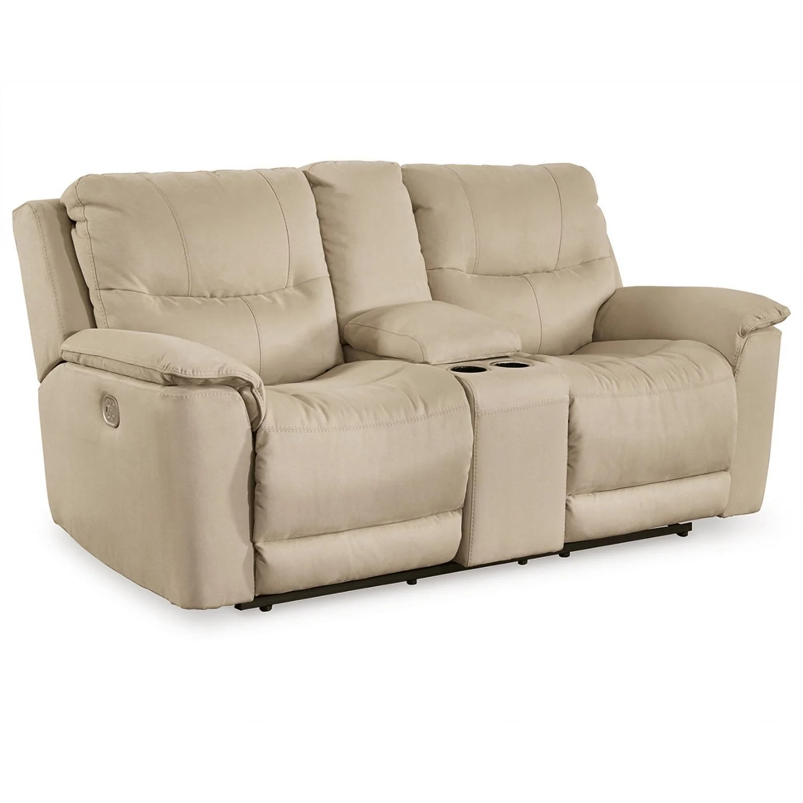 Ashley Furniture Next-Gen Gaucho Faux Leather Power Reclining Loveseat in Latte