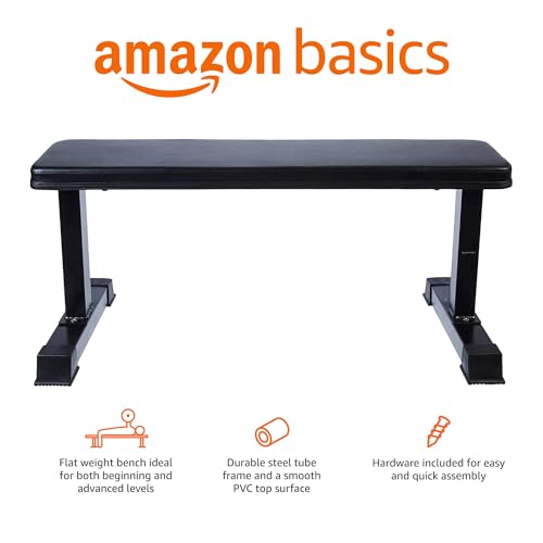 Amazon Basics Flat Weight Bench, Black