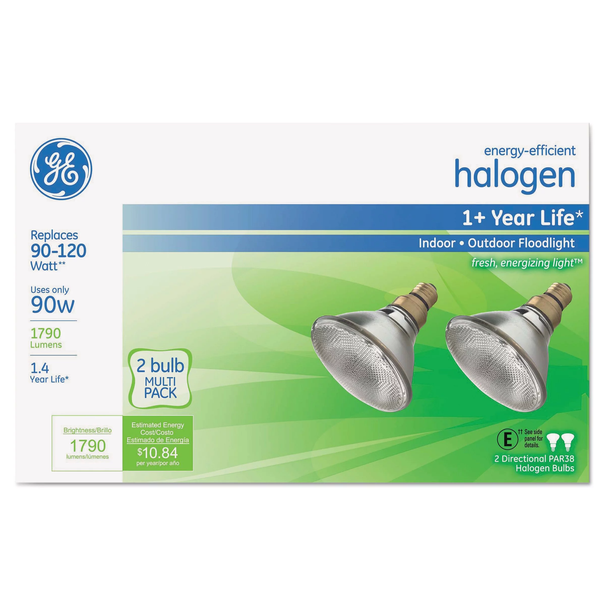 GE Halogen Floodlight Bulbs, 80 Watt, Indoor/Outdoor, Warm White, Medium Base (2 Pack)