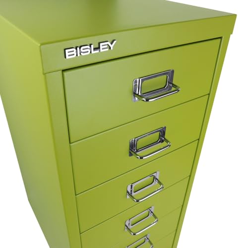 Bisley 10-Drawer Steel MultiDrawer Cabinet - Black, Chrome Pull Handles with Label Holders, Powder-Coated Steel, Removable Drawers, Fits Under Most Desks, Labels Included