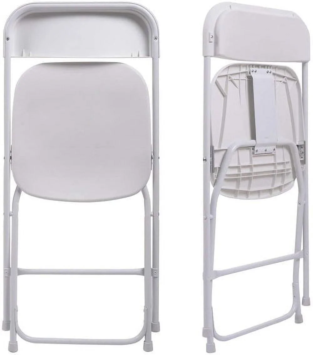 Set of 10 Plastic Folding Chairs Premium Seat Chair for Wedding Banquet Party Event White