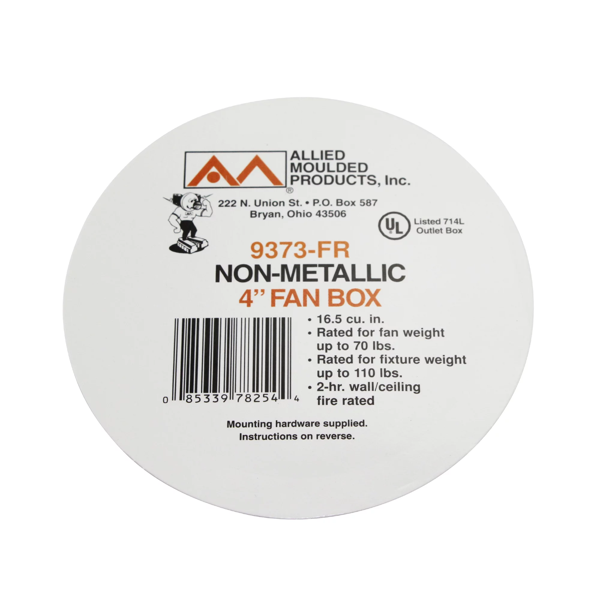 Allied Moulded 9373-Fr Speed Klamps Round Fan Box; 6 Inch Depth Polycarbonate 16.5 Cubic-Inch Black