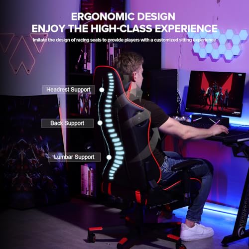 GTRACING Gaming Chair with Footrest Speakers Video Game Chair Bluetooth Music Heavy Duty Ergonomic Computer Office Desk Chair