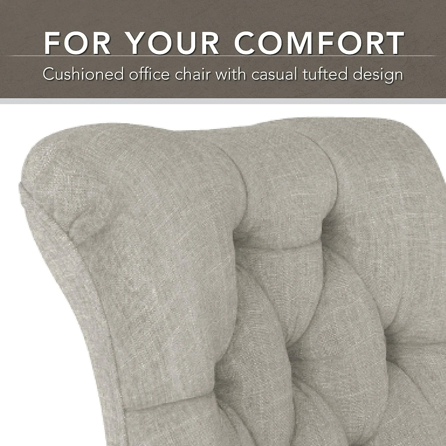 Key West Back Tufted Office Chair, Light Gray Fabric