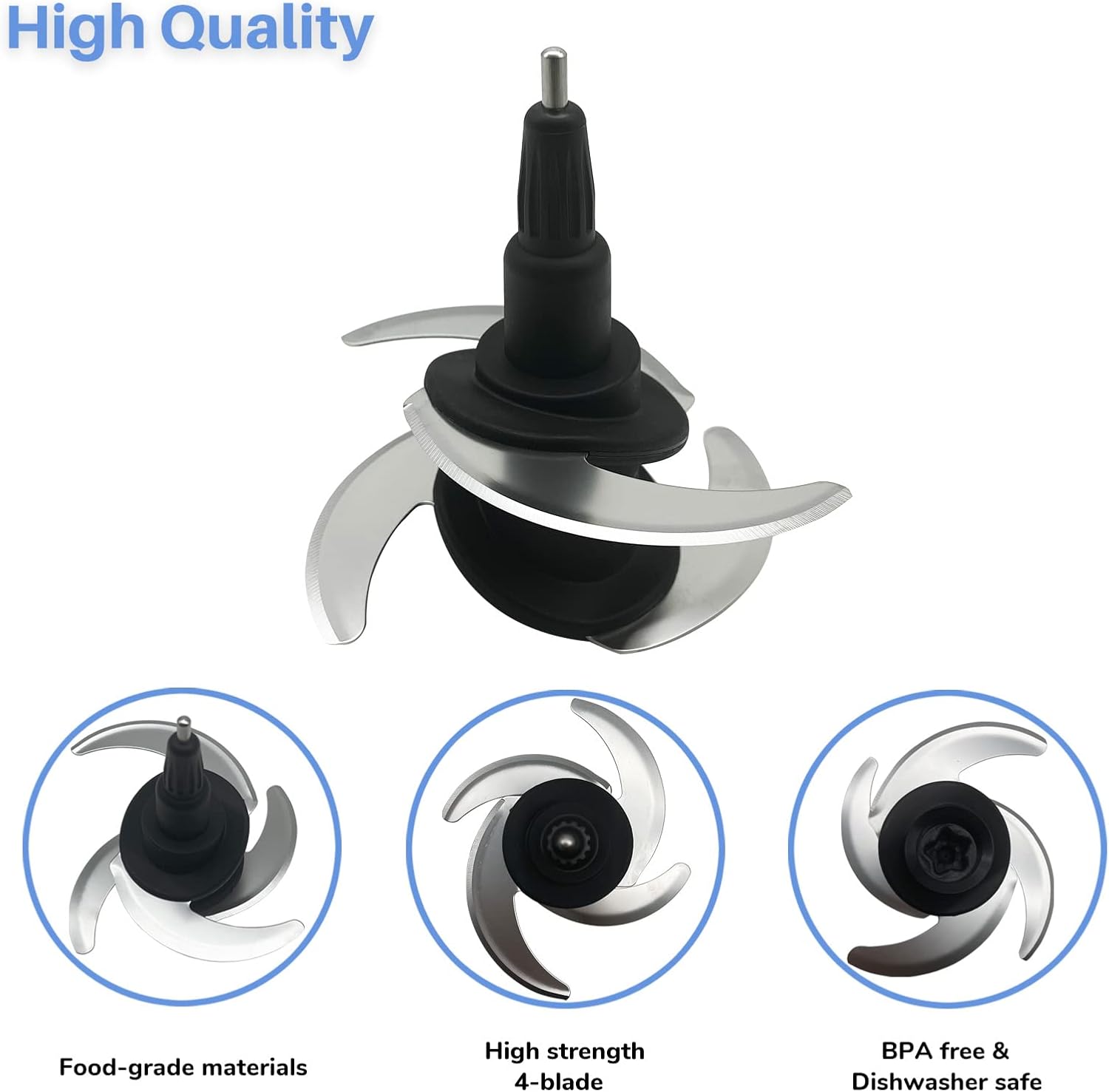 Blender 4 Blade Replacement for Ninja 64-oz 72-oz Food Processor Bowl Chopping Blade 319KKU770 Fits Ninja 8-Cup 9-Cup Pitcher CT682SP BL681A BL682 BL770 BL770AMZ BL772 BL910 BN600 BN601 BN800 BN801