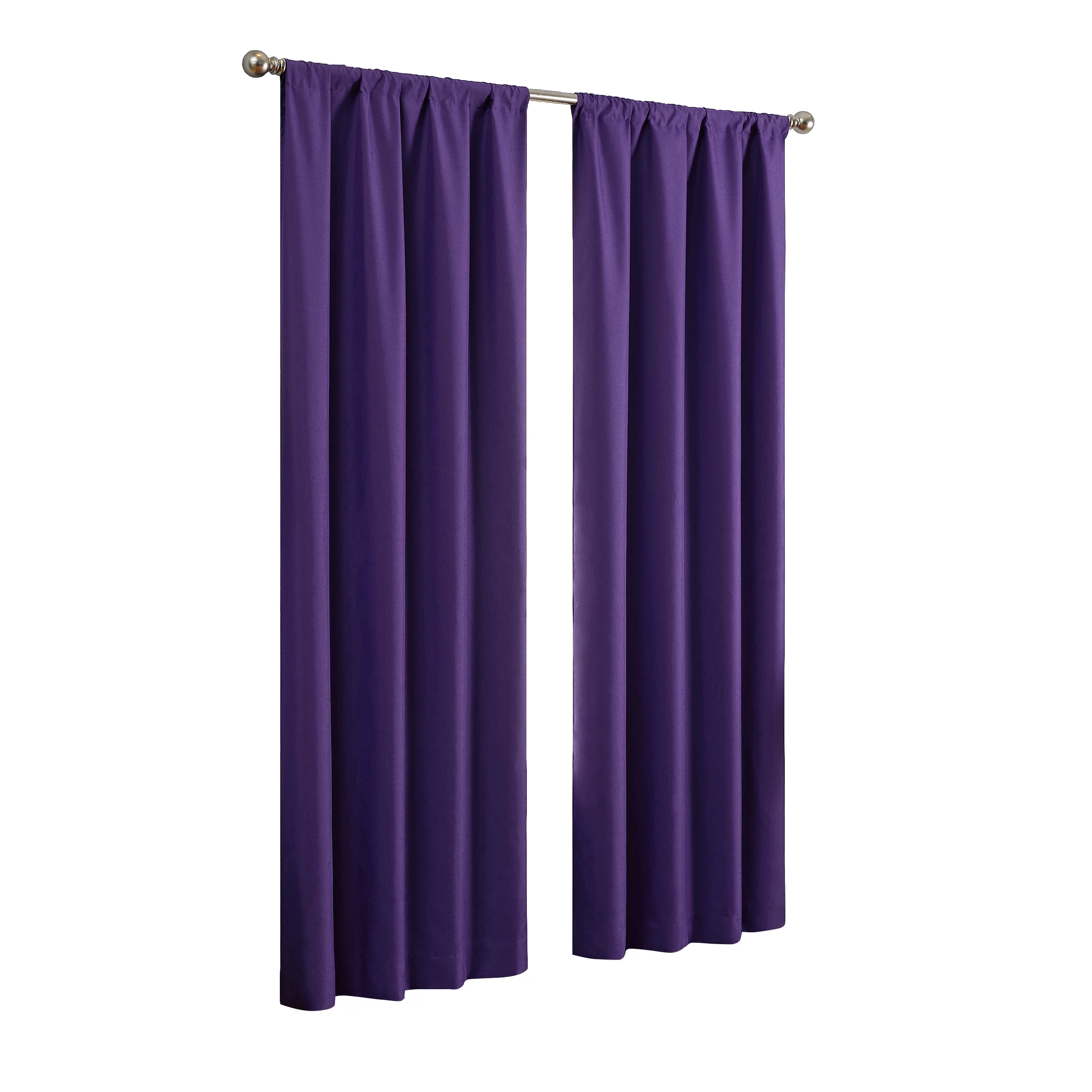 Eclipse Dayton Solid Blackout Rod Pocket Energy-Efficient Curtain Panel, Purple, 42