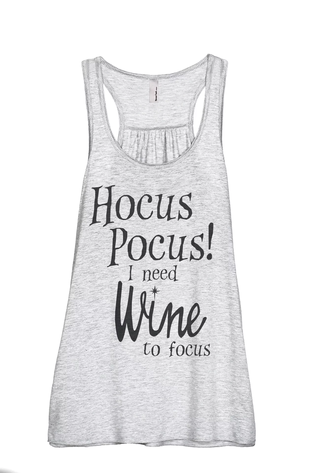 Hocus Pocus I Need Wine To Focus Women's Fashion Sleeveless Flowy Racerback Workout Yoga Tank Top Sport Grey X-Large