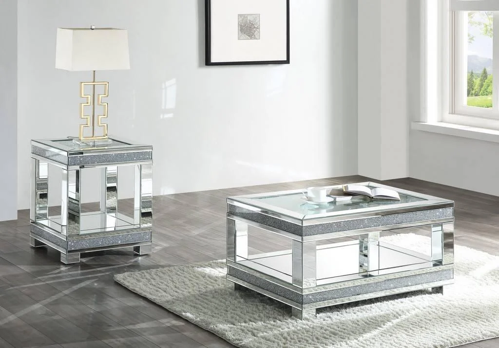 Mirrored & Faux Diamonds Coffee Table + 2 End Tables by Acme Noralie 88020-2pcs