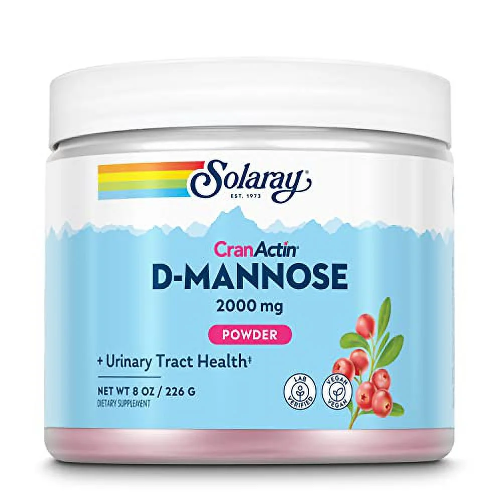 SOLARAY D-Mannose with CranActin Cranberry AF Extract Powder 226 g Healthy Urinary Tract Support, 30 Servings, 8 oz