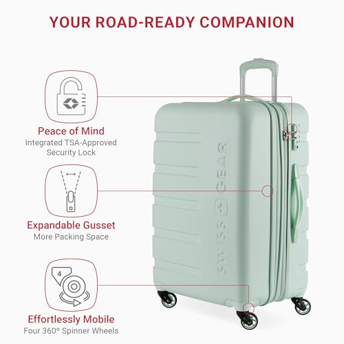 SwissGear 7366 Hardside Expandable Luggage with Spinner Wheels, White, Carry-On 19-Inch