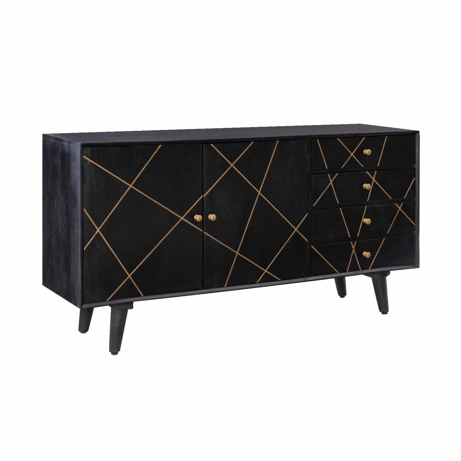 Powell Kade Mango Wood Console Table With Black Finish D1450A21