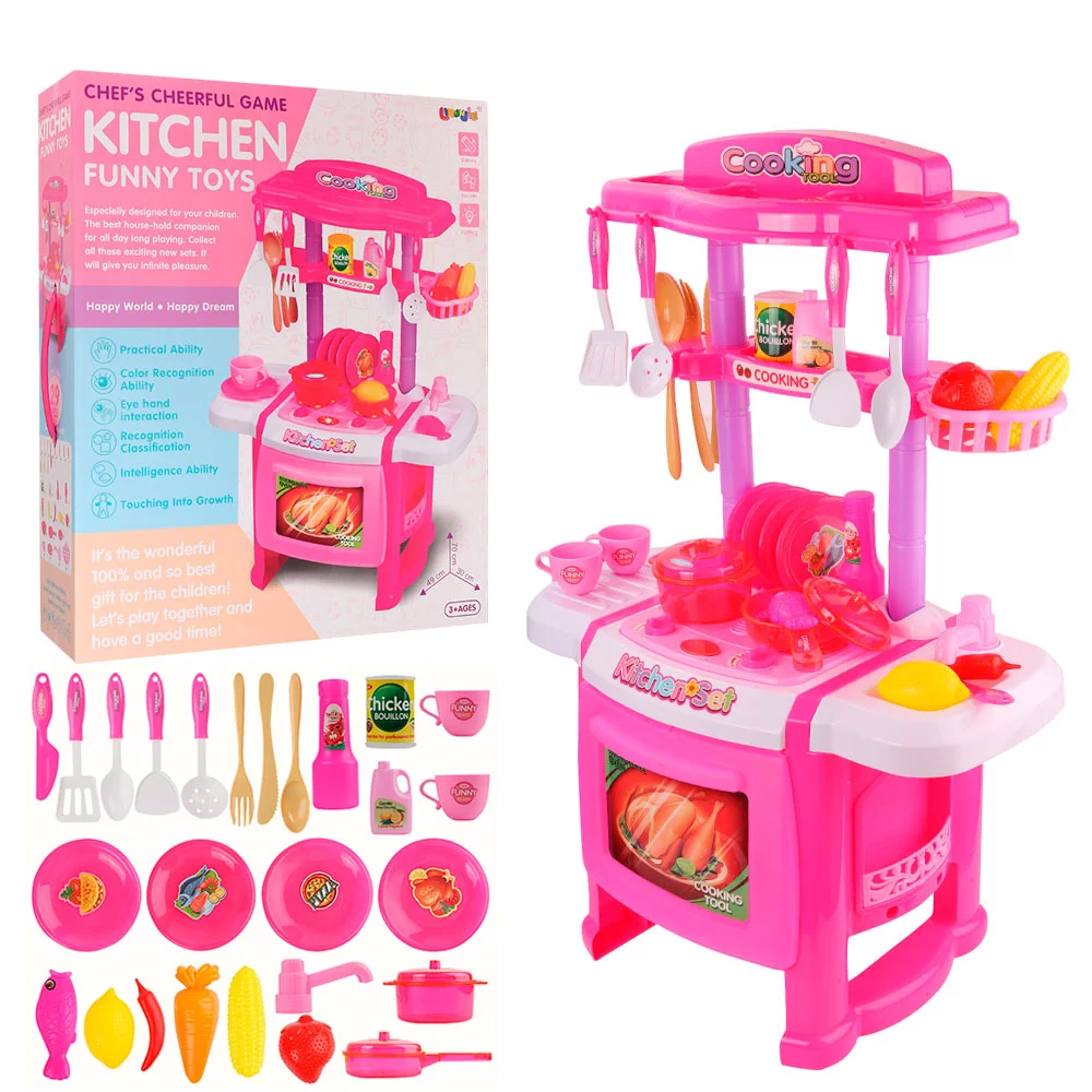 Blue Block Factory 30 Piece Kids ABS Play Kitchen, Multi-color