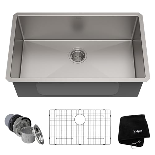 Kraus KHU101-24L Standart PRO 24-inch Undermount 16 Gauge Single Bowl Laundry and Utility Sink, 24 Inch, Tight Radius