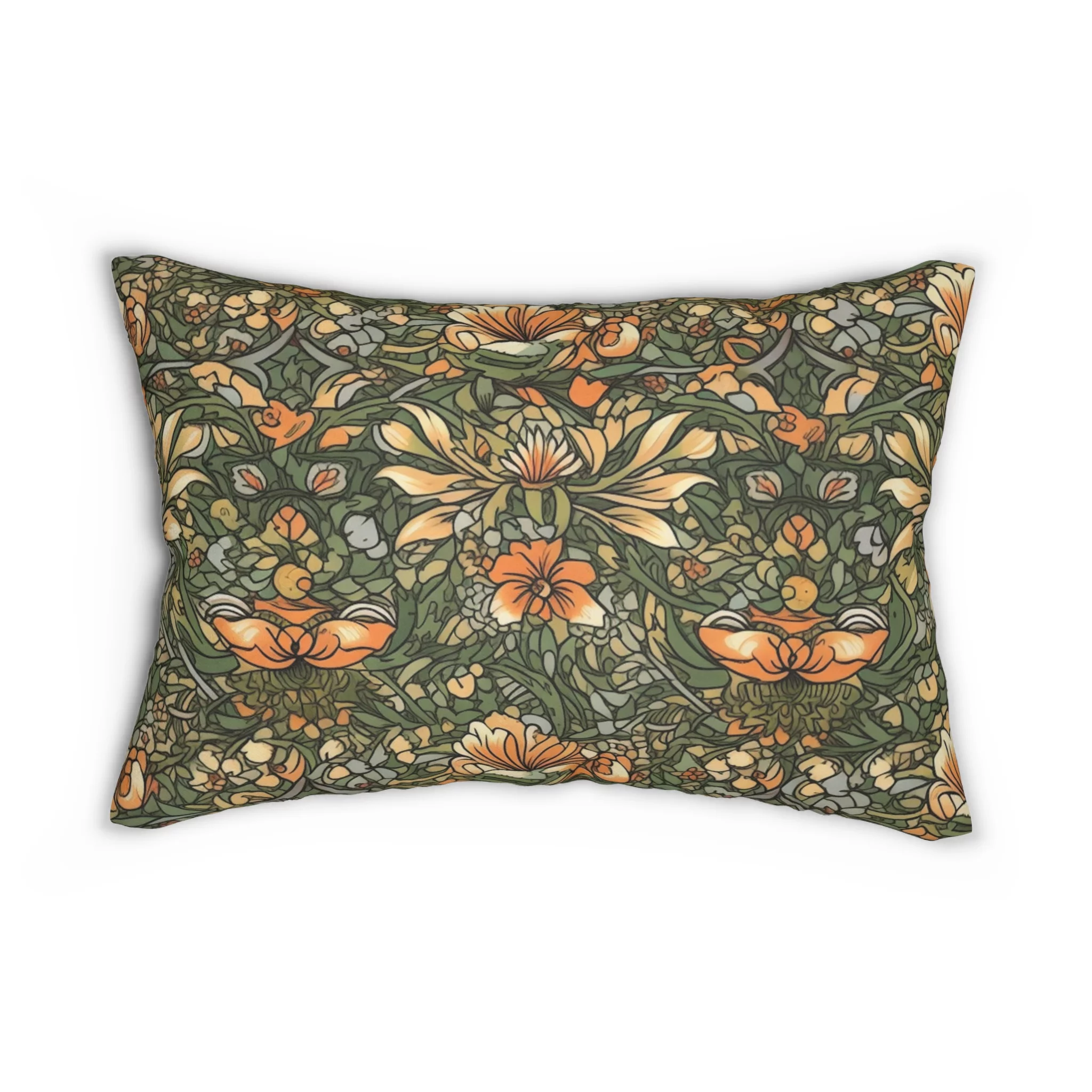 Lumbar Pillow with Jacobean Design