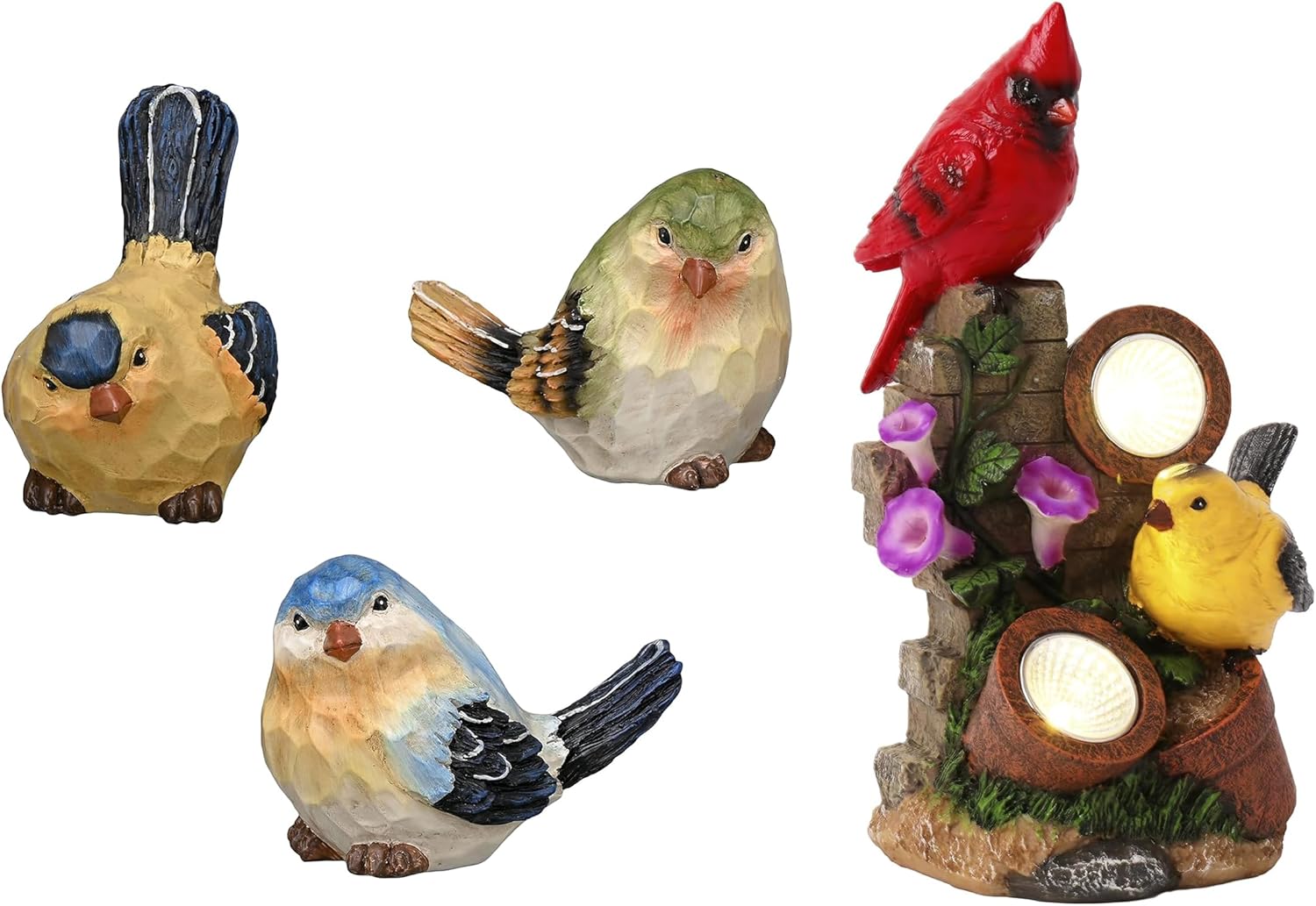TERESA'S COLLECTIONS Bird Garden Decor Outdoor Statues Figurines, Set of 3 Birds Garden Statues Indoor Outdoor Decor Resin Lawn Ornaments Gifts for Christmas Housewarming Home Window Yard Patio