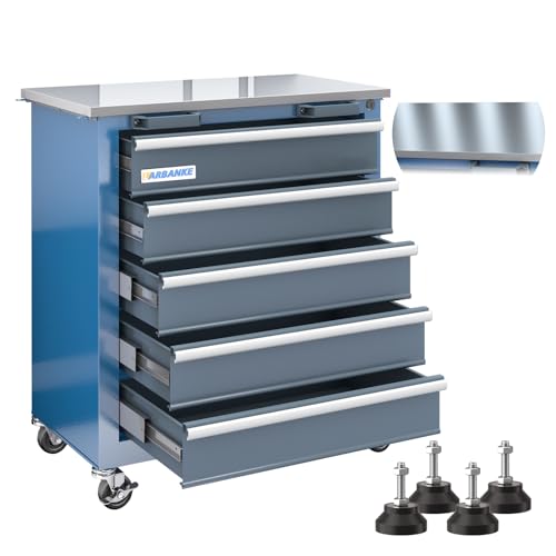 5-Drawer Tool Chest,Rolling Tool Chest on Wheels,Rollin Tool Cabinet with Locking System and Stainless Top, Tool Box with Drawer Liners,Special Link Buckle for Connecting Each Other