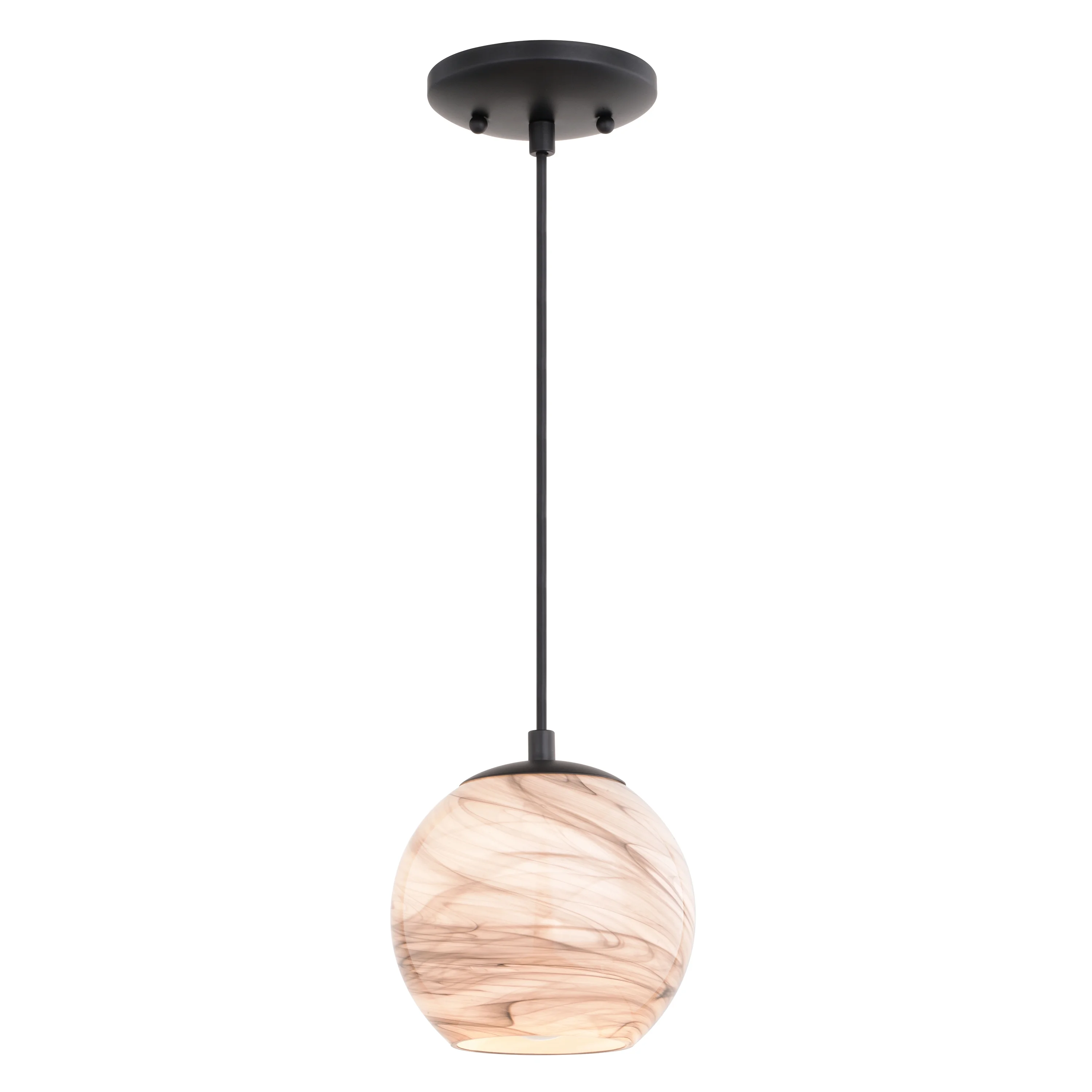 Milano LED Compatible Matte Black Transitional Mini Pendant Ceiling Light Multi Color Art Glass