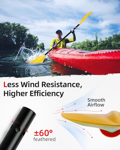 Abahub Adjustable Kayak Paddle 210-230 cm/ 230-250 cm Floating Kayaking Oars Boating Oars Canoeing Oars Black