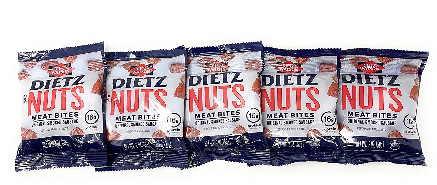 Dietz Nuts Beef Jerky Pork Jerky Meat Bites Smoked Sausage Original with Kokobunch Kit by Dietz & Watson | 5 Pk - 2 oz