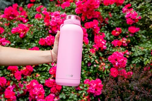 Ello Cooper 32oz Stainless Steel Water Bottle with Straw and Carry Handle, Double Walled and Vacuum Insulated Metal, Leak Proof Locking Lid with Soft Silicone Spout, Reusable, BPA Free, Yucca