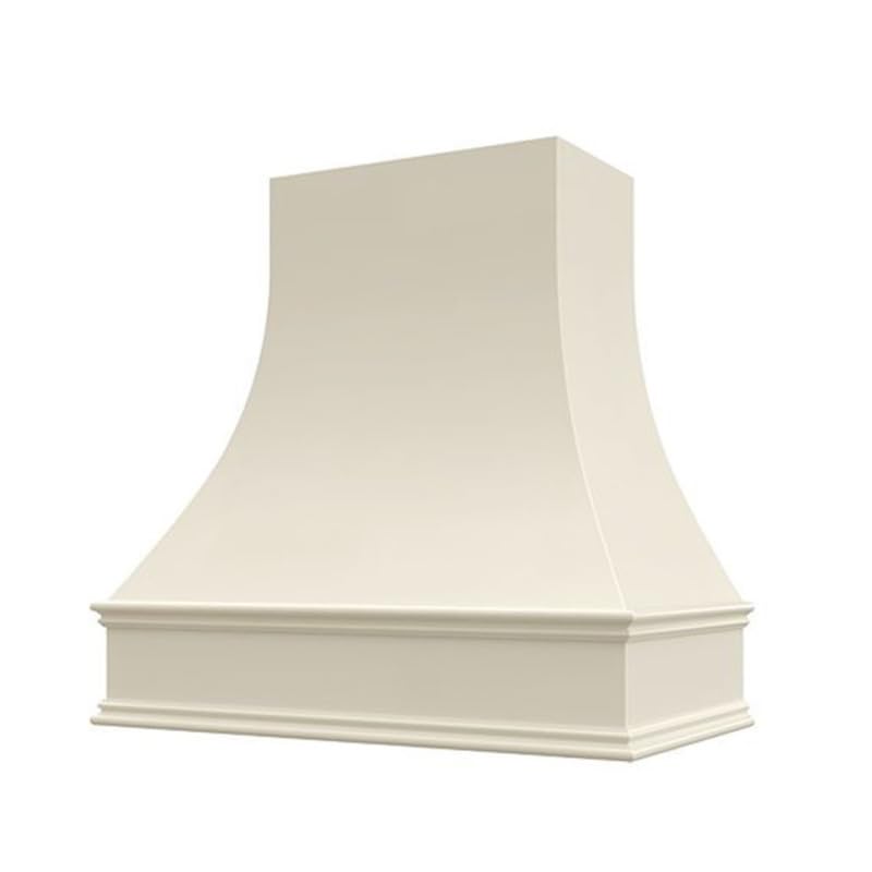 Riley & Higgs Curved Front Black Range Hood Cover With Decorative Molding - Wall Mounted Wood Range Hood Covers, Plywood and Maple