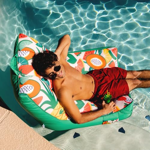 Big Joe Captain's Float No Inflation Needed Pool Lounger, Double Sided Mesh, Quick Draining Fabric