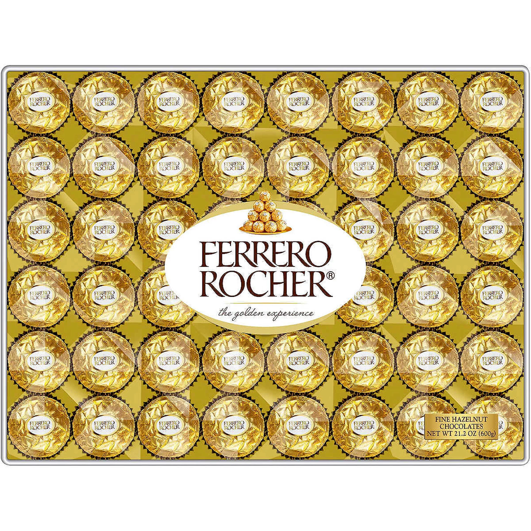 Ferrero Rocher Hazelnut Chocolates GIFT with Beautiful Ribbon 48 Count 21.2 oz. (600 g)
