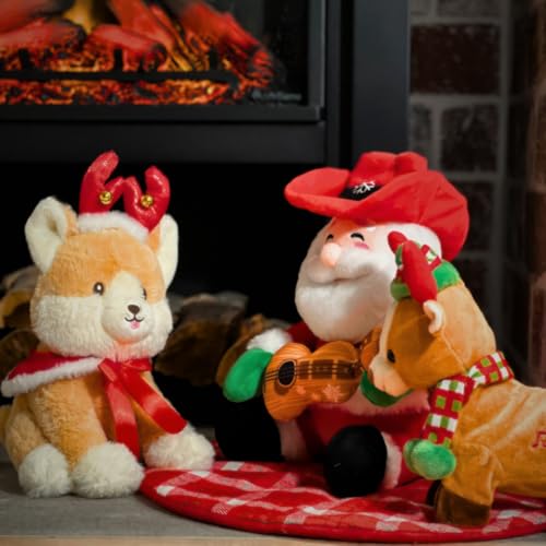 Cuddle Barn - Cowboy Kringle | Animated Musical Singing Christmas Western Santa Soft Plush Toy, 12 inches