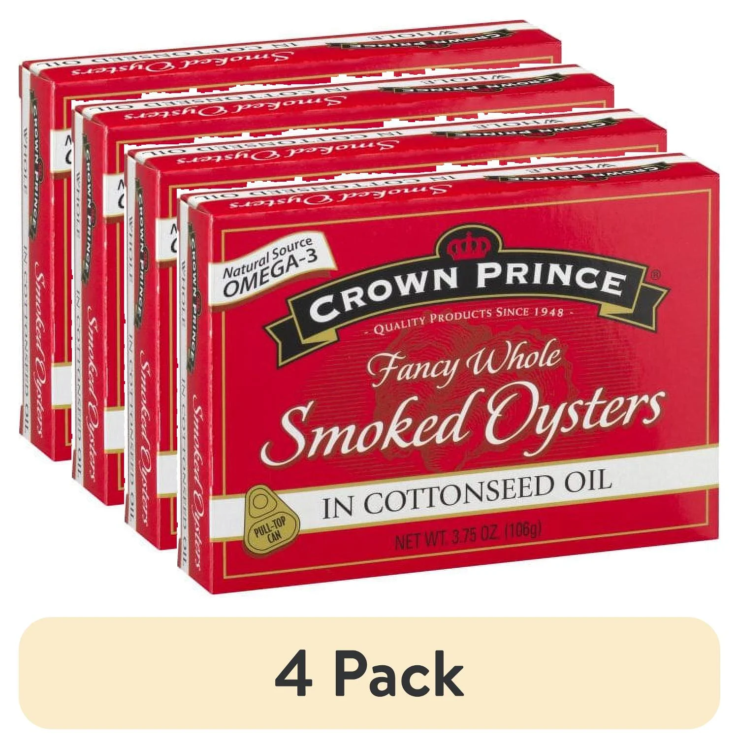 (4 pack) Vancamps Fancy Smoked Oysters in Oil (Pack of 6)