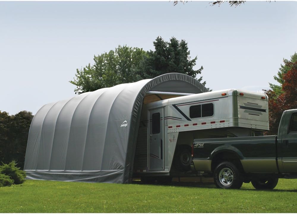 ShelterLogic 14-Ft.W Round-Style Instant Garage - 24ft.L x 14ft.W x 12ft.H, 2 3/8in. Frame, Model Number 95360