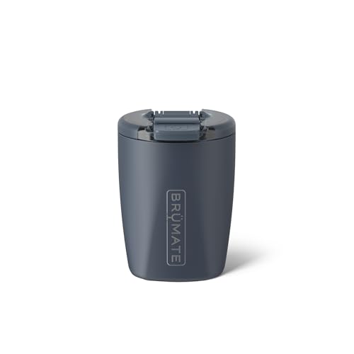 BrüMate Rocks 100% Leak-Proof 12oz Insulated Lowball Cocktail & Whiskey Tumbler - Double Wall Vacuum Stainless Steel - Camping, Travel Tumbler & Cocktail Glass (Matte Black)