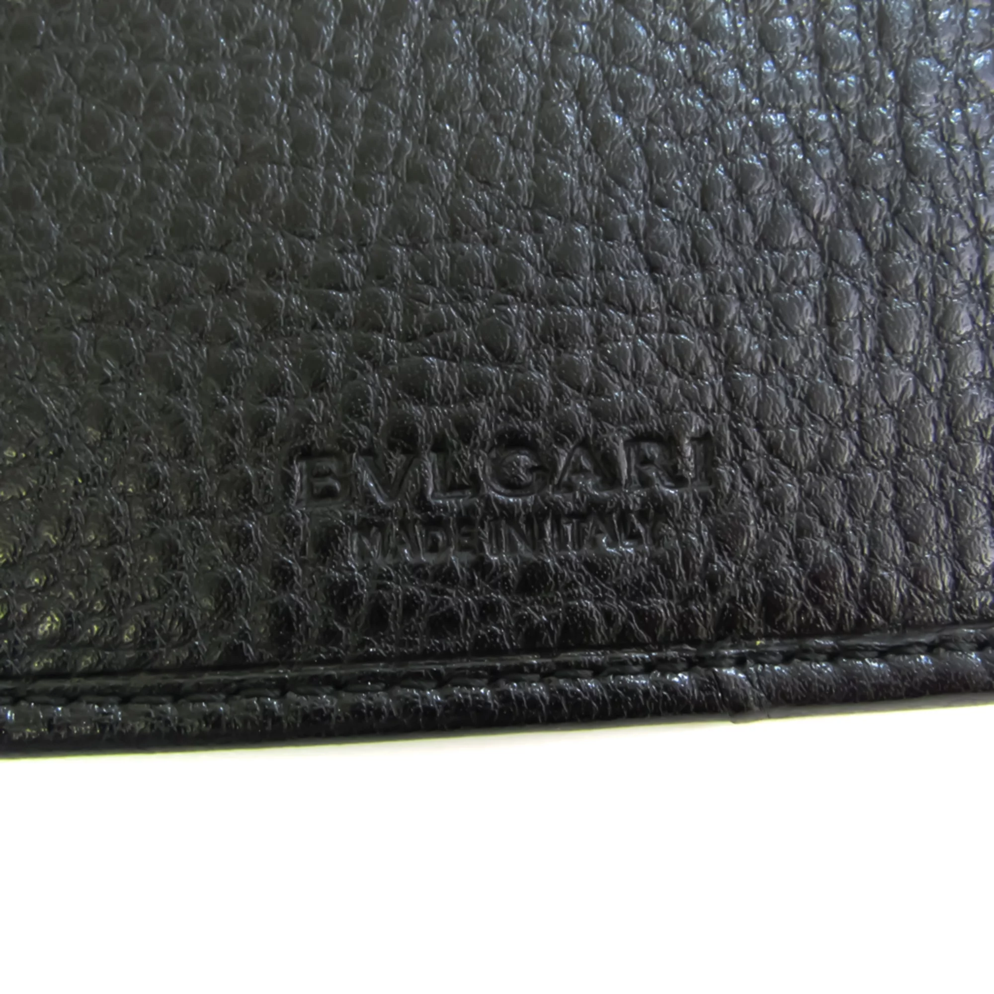 Pre-Owned Bvlgari Unisex Leather Long Wallet (bi-fold) Black (Good)