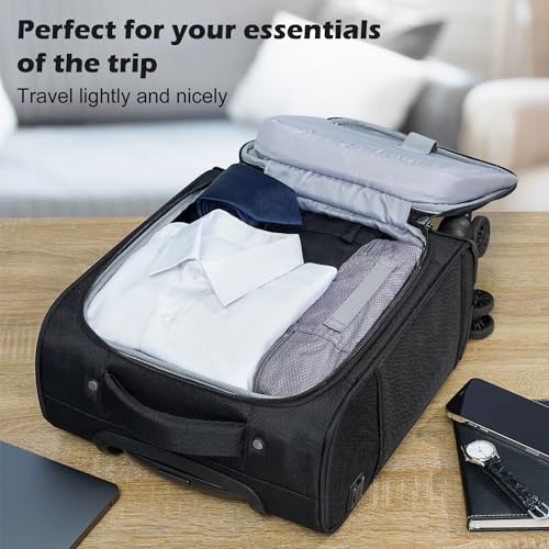 Coolife Underseat Carry On Luggage Softside Lightweight Rolling Travel Bag Spinner Suitcase
