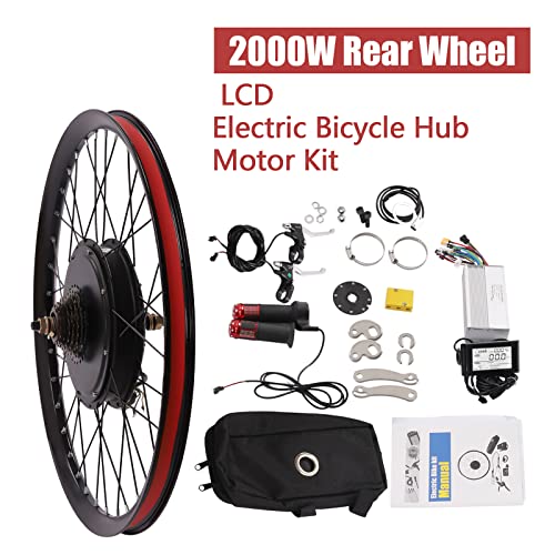 26Inch 72V 2000W Electric Bike Conversion Kit, Rear Wheel Powerful Motor Conversion Kit with Controller & Display, 9-Speed Adjustment E-Bike Kit for Modified Bicycles