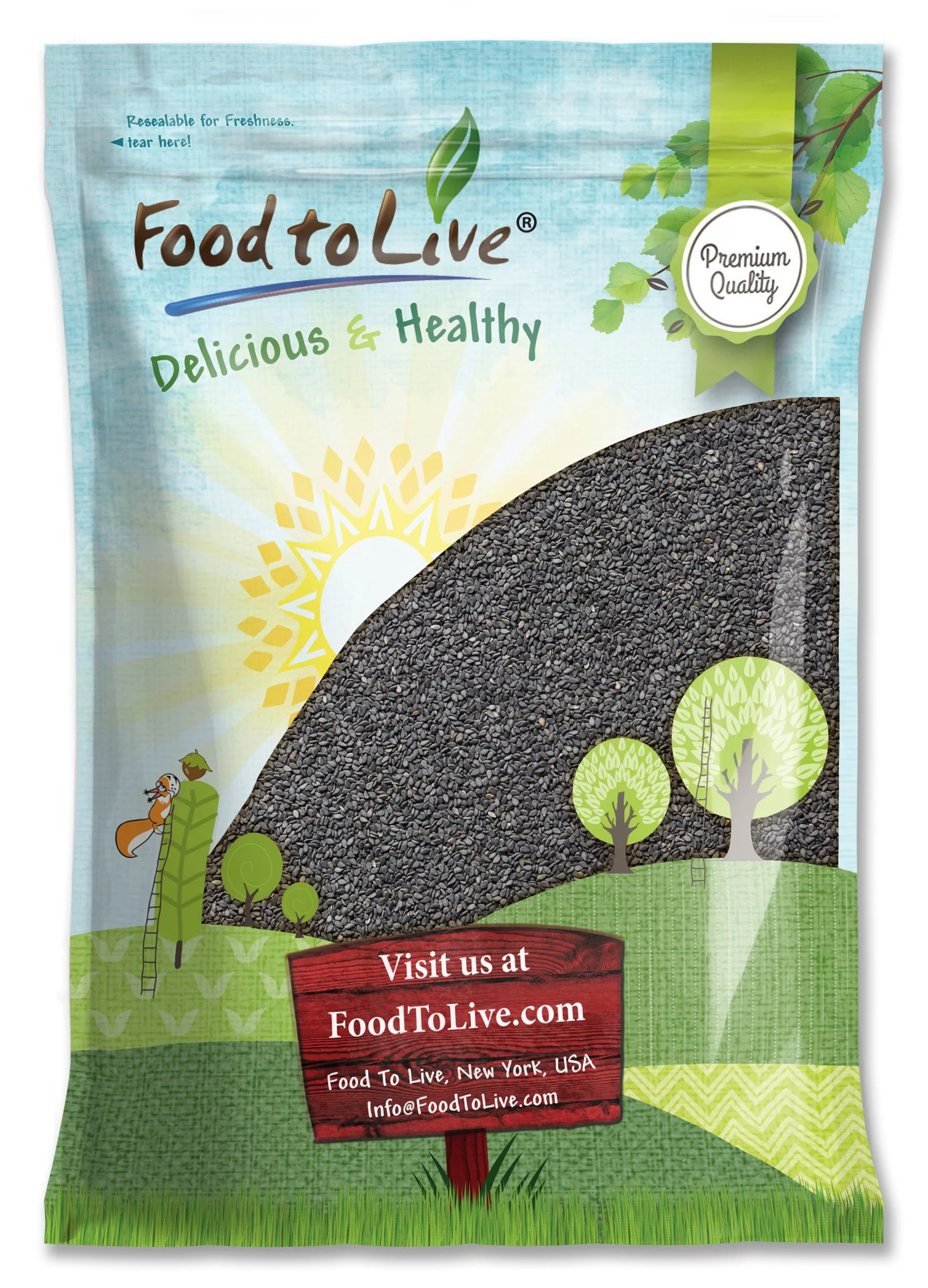 Black Sesame Seeds, 8 Pounds — Raw, Vegan, Kosher — by Food to Live