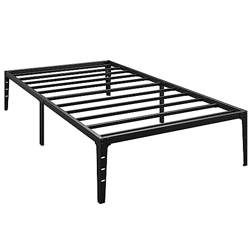 IDEALHOUSE Low Bed Frame, 6 Inch Metal Platform Twin Bed Frame, Heavy Duty Low Profile Bed Frame No Box Spring Needed, Mattress Foundation with Steel Slats Support