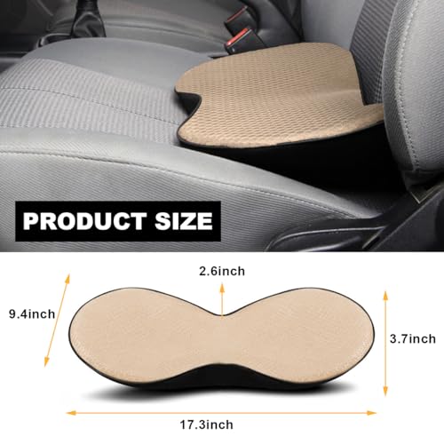 Car Seat Cushion, Auto Memory Foam Wedge Seat Pad, Sciatica Tailbone Low Back Pain Relief Pillow for Driver, Breathable Non Slip Orthopedic Support Pad, Car Accessories (Beige)