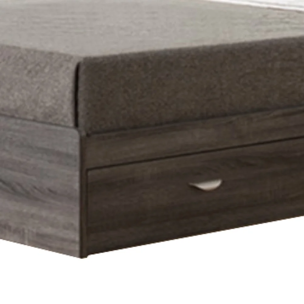 Grained Wooden Frame Twin Size Chest Bed with 3 Drawers Distressed Gray- Saltaro Sherpi