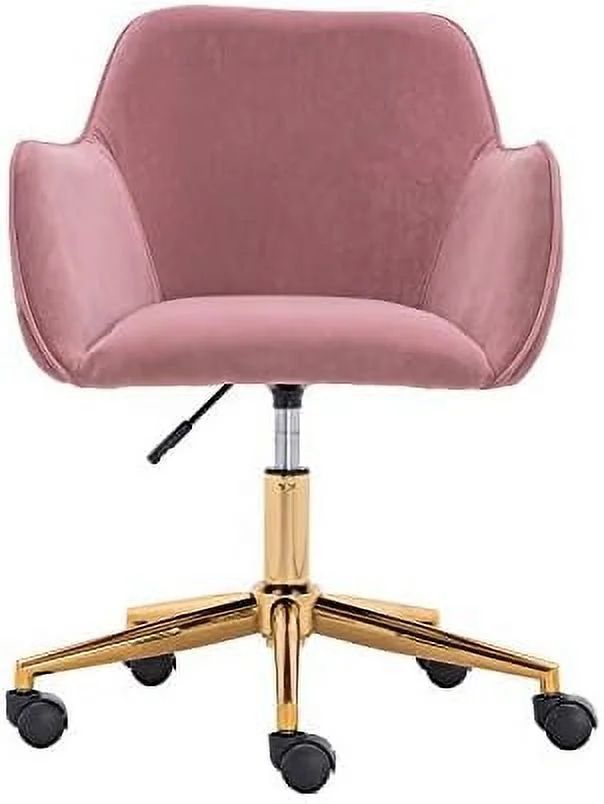 JOMA Velvet Yellow  Adjustable Height  Revolving  Office Chair with Gold Metal Legs and Universal Wheel for Indoor (White Teddy + Wool)
