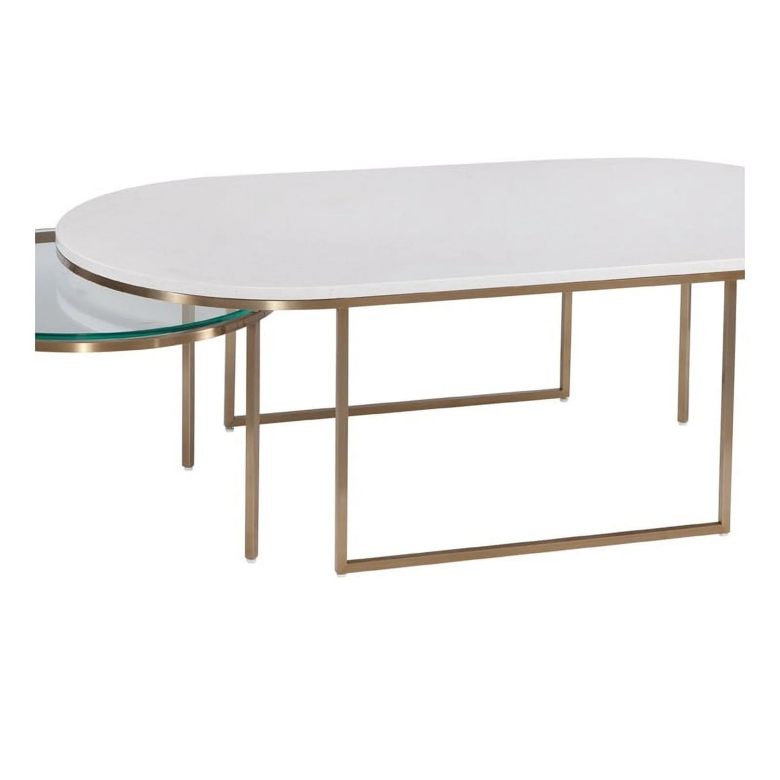 Thalia Nesting Cocktail Table in Gold Metal and White Terrazzo