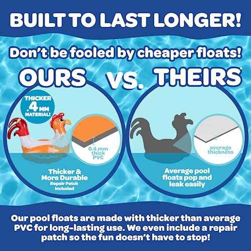 SCS Direct Chicken Fight Inflatable Pool Float Game Set - Includes 2 Giant Battle Ride-Ons - Flip Your Friends to Win- for Outdoor Swimming Party Activities Fun w/Kids Family Adults, Summer Gift