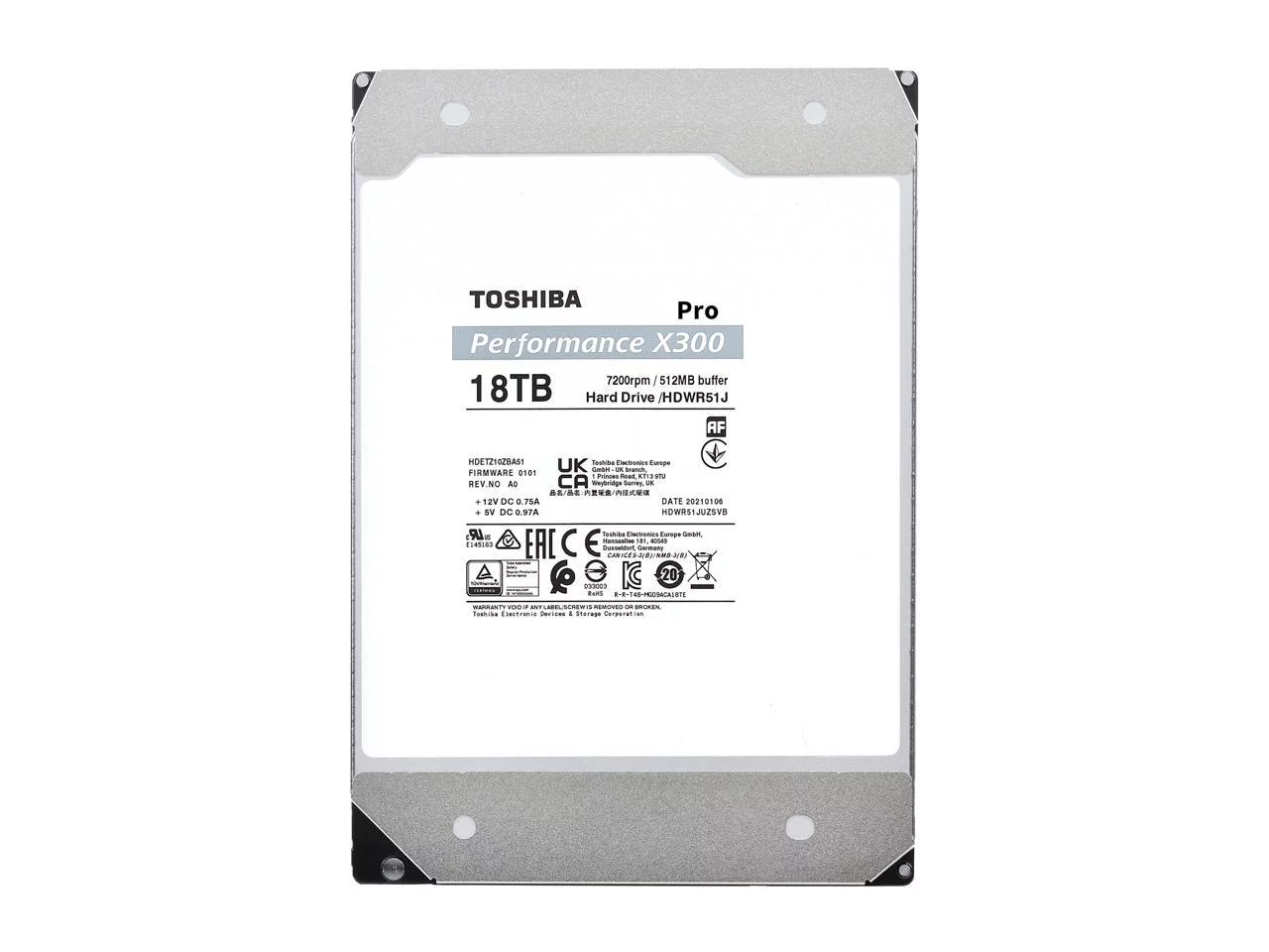 TOSHIBA X300 Pro HDWR51JXZSTB 18TB 7200 RPM 512MB Cache SATA 6.0Gb/s 3.5