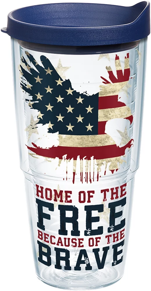 Tervis Home of the Free Because of the Brave Made in USA Double Walled  Insulated Tumbler Travel Cup Keeps Drinks Cold & Hot, 24oz, Classic