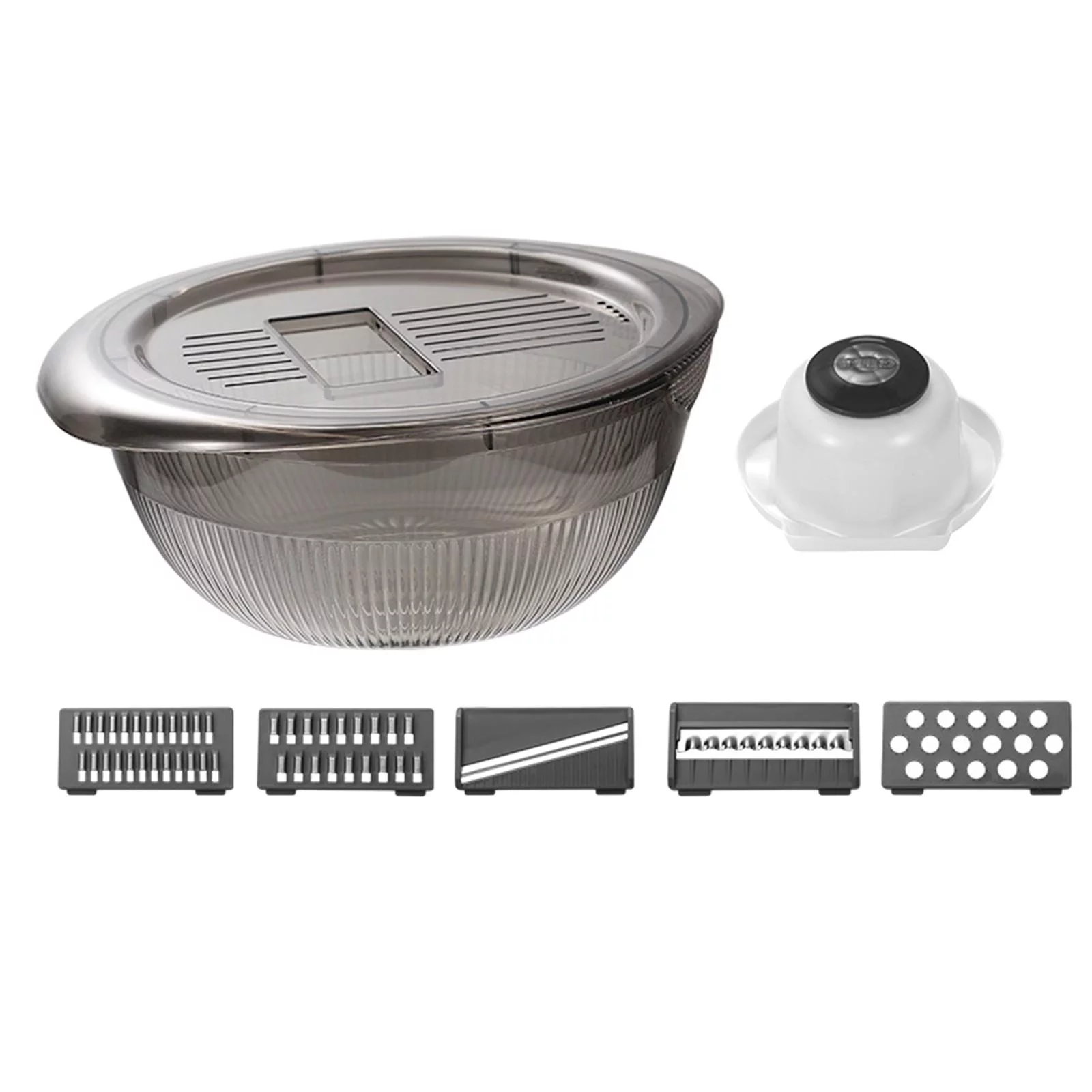 Vegetable Chopper Vegetables Cutter with Large Container Filter Basket Multifunctional with with 5 Blade Food Choppers Prep Food Chopper Gray