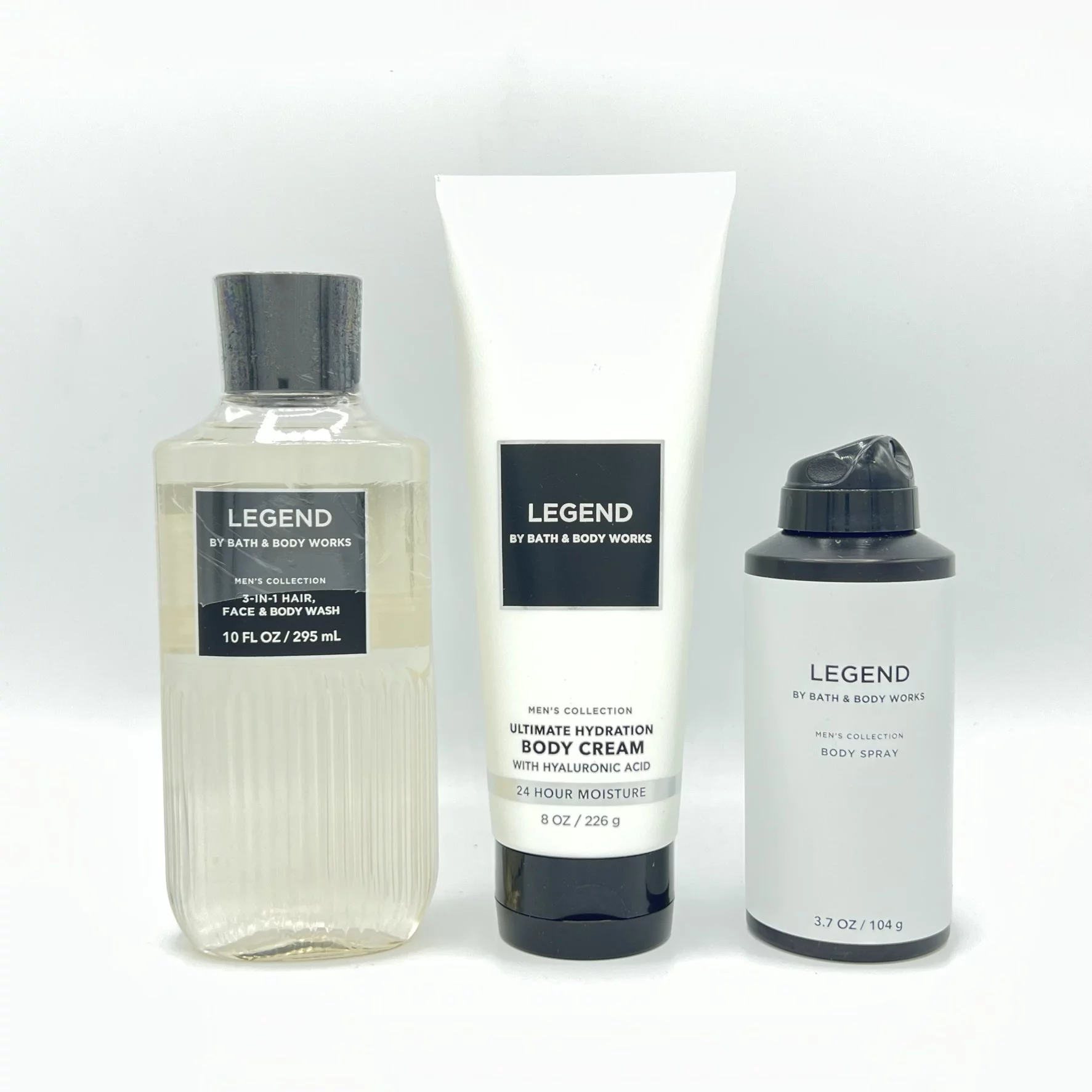 Bath & Body Works Legend Men's 10oz Body Wash, 8oz Body Cream & 3.7oz Body Spray 3-Piece Bundle